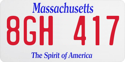 MA license plate 8GH417
