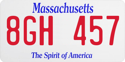 MA license plate 8GH457
