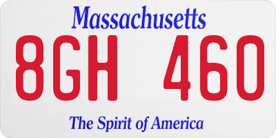MA license plate 8GH460