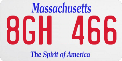 MA license plate 8GH466
