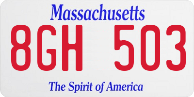 MA license plate 8GH503