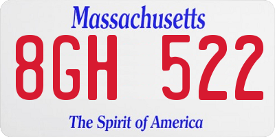 MA license plate 8GH522