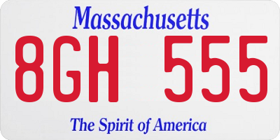 MA license plate 8GH555