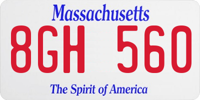 MA license plate 8GH560