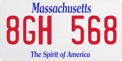 MA license plate 8GH568