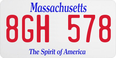 MA license plate 8GH578