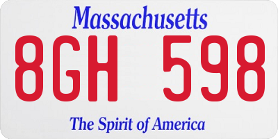 MA license plate 8GH598