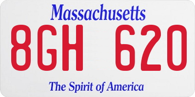 MA license plate 8GH620