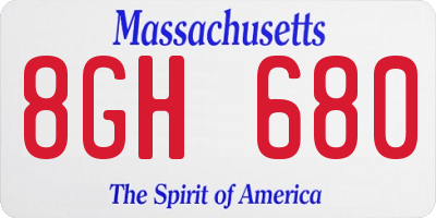 MA license plate 8GH680