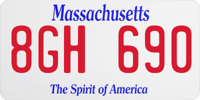 MA license plate 8GH690