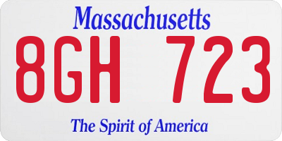 MA license plate 8GH723