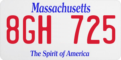 MA license plate 8GH725