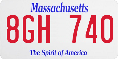 MA license plate 8GH740