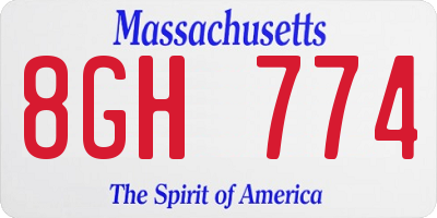 MA license plate 8GH774
