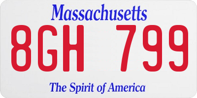 MA license plate 8GH799