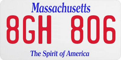 MA license plate 8GH806