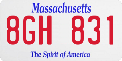 MA license plate 8GH831