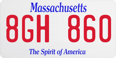 MA license plate 8GH860