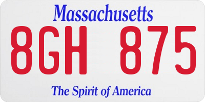 MA license plate 8GH875