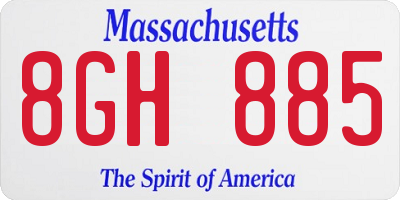 MA license plate 8GH885