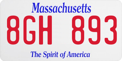 MA license plate 8GH893