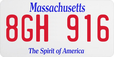 MA license plate 8GH916