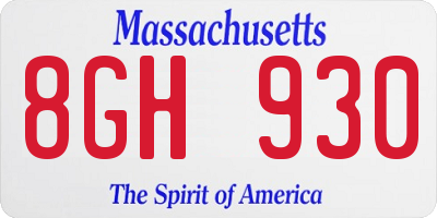 MA license plate 8GH930