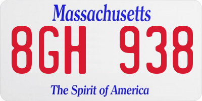 MA license plate 8GH938