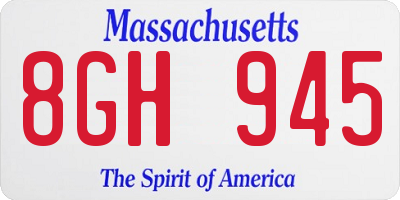 MA license plate 8GH945