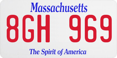 MA license plate 8GH969