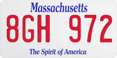 MA license plate 8GH972