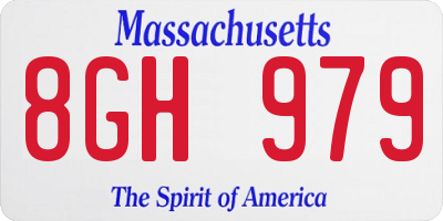 MA license plate 8GH979