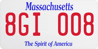 MA license plate 8GI008