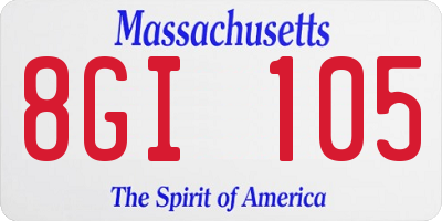 MA license plate 8GI105