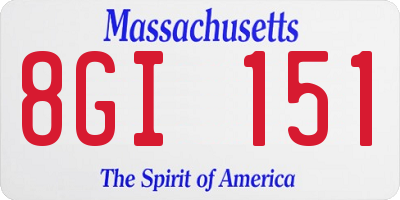 MA license plate 8GI151