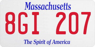 MA license plate 8GI207
