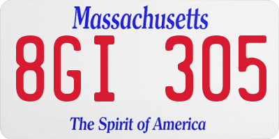 MA license plate 8GI305