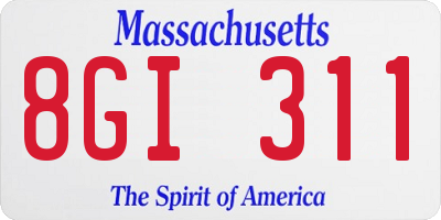 MA license plate 8GI311