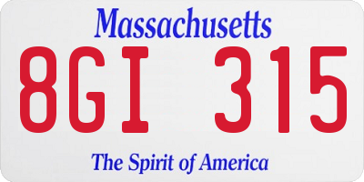 MA license plate 8GI315