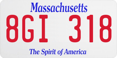 MA license plate 8GI318