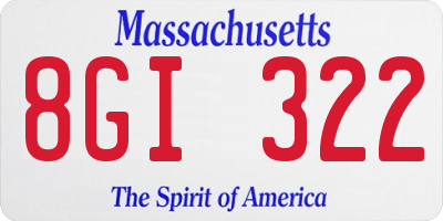 MA license plate 8GI322