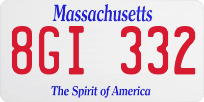 MA license plate 8GI332