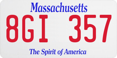 MA license plate 8GI357