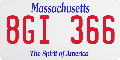 MA license plate 8GI366
