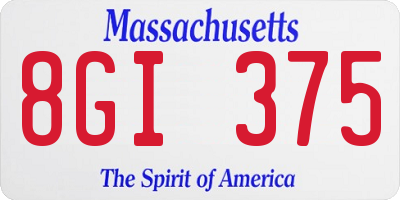 MA license plate 8GI375
