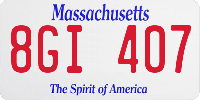 MA license plate 8GI407