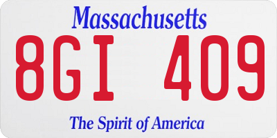 MA license plate 8GI409