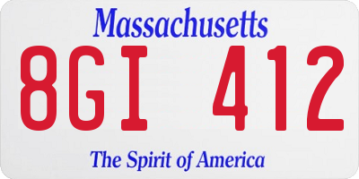 MA license plate 8GI412