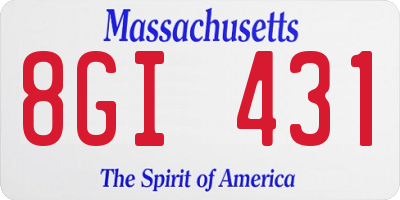 MA license plate 8GI431