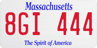 MA license plate 8GI444